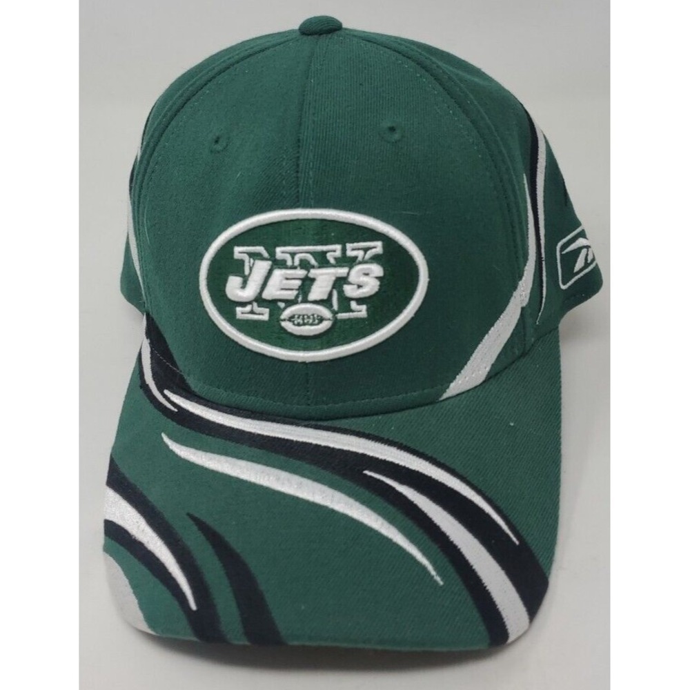 New York Jets Hat Reebok Size Large/XL Stretch Fit Cap Green Tiger Stripe Tribal